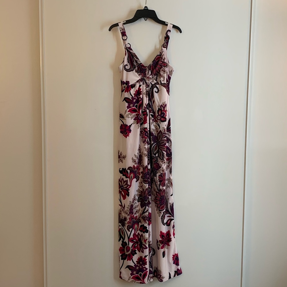 Alyn Paige Stretch White Purple Pink Maxi Dress-S